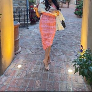 Likely asymmetrical ruched dress